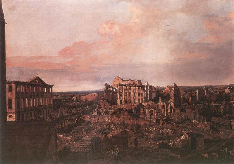 BELLOTTO, Bernardo Dresden, the Ruins of the Pirnaische Vorstadt France oil painting art
